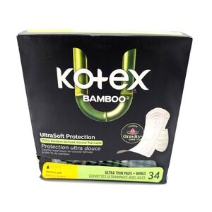 Kotex BAMBOO Ultra Thin REGULAR Pads with Wings, Ultra Soft Protection  -34 Pads